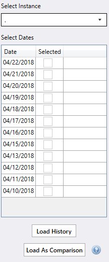 SQL Server history viewer selection