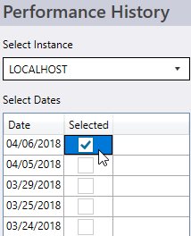 SQL Server history viewer selection