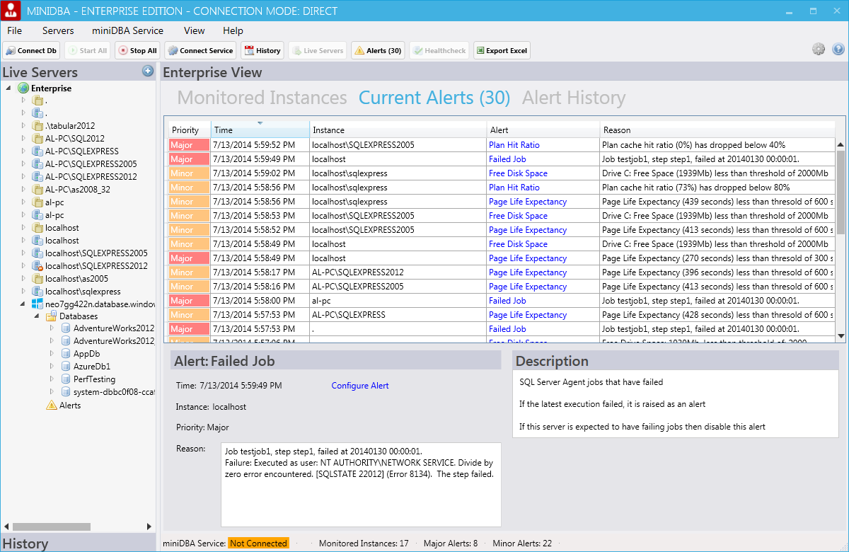 SQL Server monitor alerts