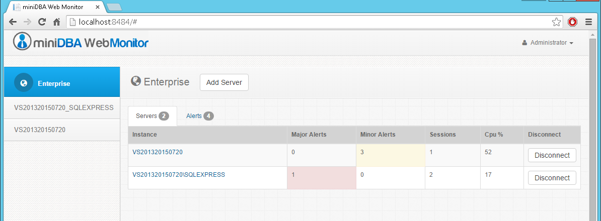 miniDBA Web Monitor enterprise